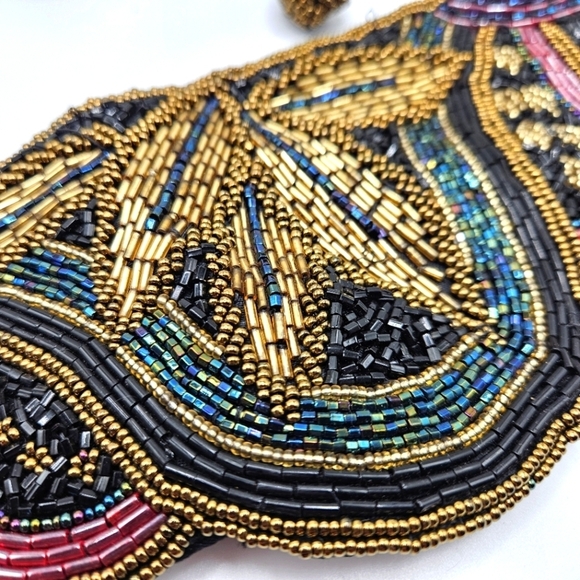 VINTAGE Stunning Hand Made Fully Beaded Adjustable Tie Close Statement Belt - Picture 3 of 7